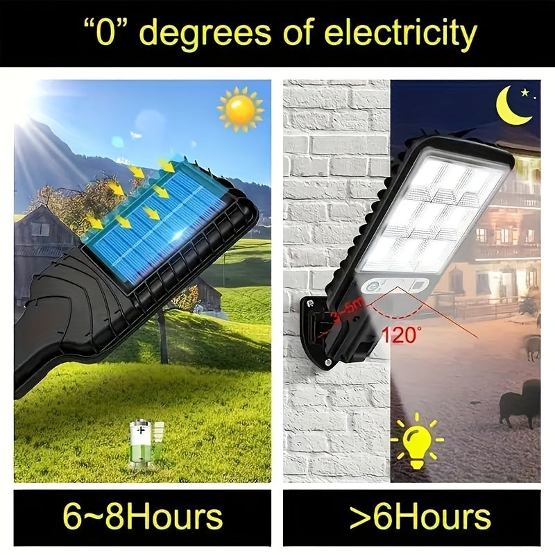 قطعة واحدة من مصابيح الإضاءة الخارجية التي تعمل بالطاقة الشمسية بقوة 8000 وات مع عاكس LED شفاف وجهاز تحكم عن بعد ومستشعر حركة قابل للتعديل - بلاستيك متين، سهل التركيب، إضاءة عالية الجودة تعمل بالطاقة الشمسية، مصابيح شمسية للاستخدام الخارجي