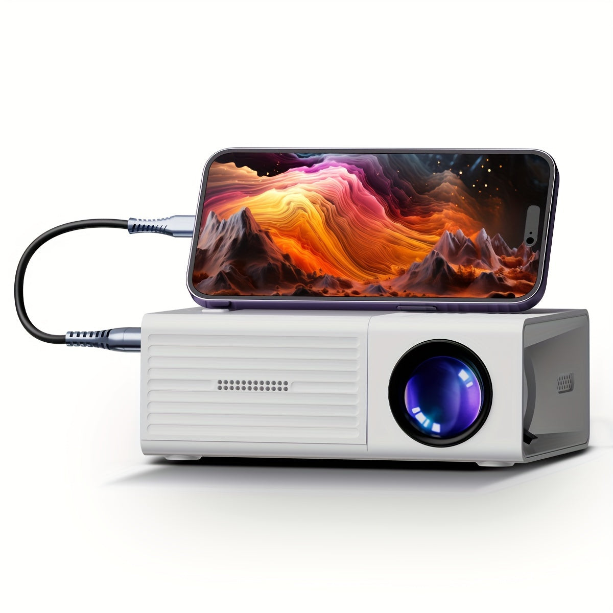 Portable Projector, Supporting 1080P, with USB Interface And Remote Control, Compatible with Smartphones/Tablets/Laptops/Tv Sticks/Usb Drives