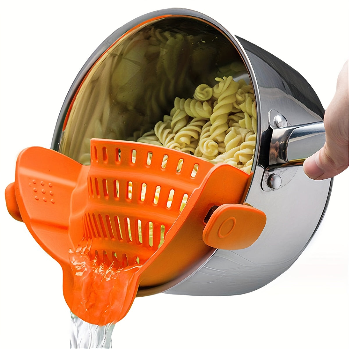 1pc Adjustable Clip-On Strainer for Pots and Pans, Plastic Pasta Strainer, Food Strainer for Meat Vegetables Fruit, Kitchen Colander Accessory