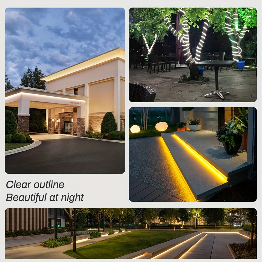 1 Pack 220V COB Flexible LED Strip, 288leds/m, 12W/M LED Strip Lights, 1m Cuttable Outdoor Garden LED Strip Light For Kitchen Bedroom, Free Accessories And 1.2m EU Plug With Switch