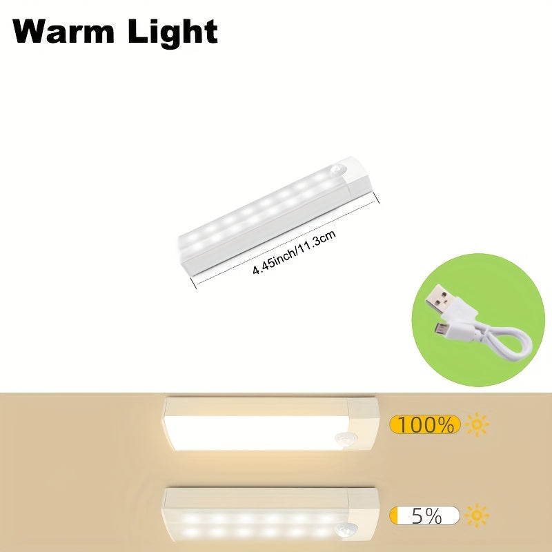 1 lampe d'armoire à détecteur de mouvement à intensité variable Aiwellkay, rechargeable par USB et alimentée par batterie, lampe murale en plastique avec support magnétique, finition brossée, fixation amovible, aucun accessoire inclus