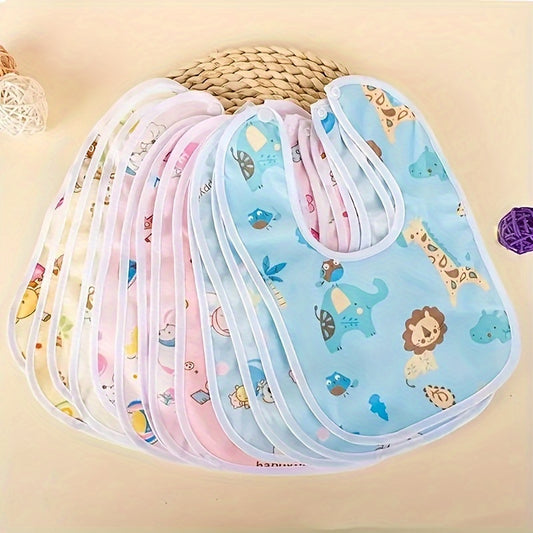 Random 8pcs/10pcs Pink Yellow Blue Crystal Velvet U-Shaped Waterproof Bib Baby Feeding Bib Infant Food Pouch