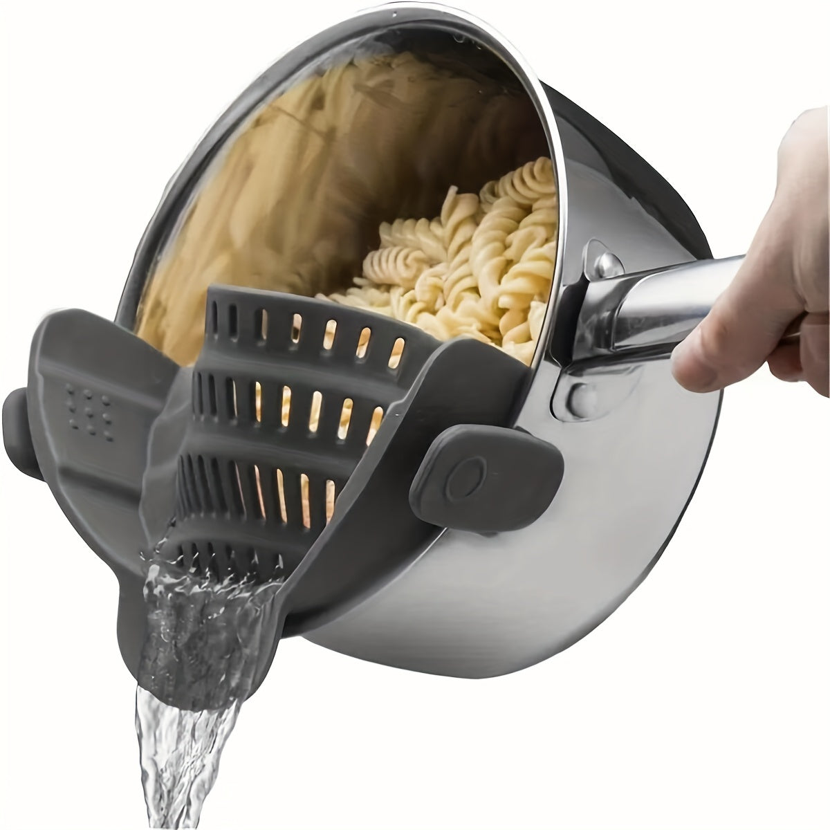 1pc Adjustable Clip-On Strainer for Pots and Pans, Plastic Pasta Strainer, Food Strainer for Meat Vegetables Fruit, Kitchen Colander Accessory