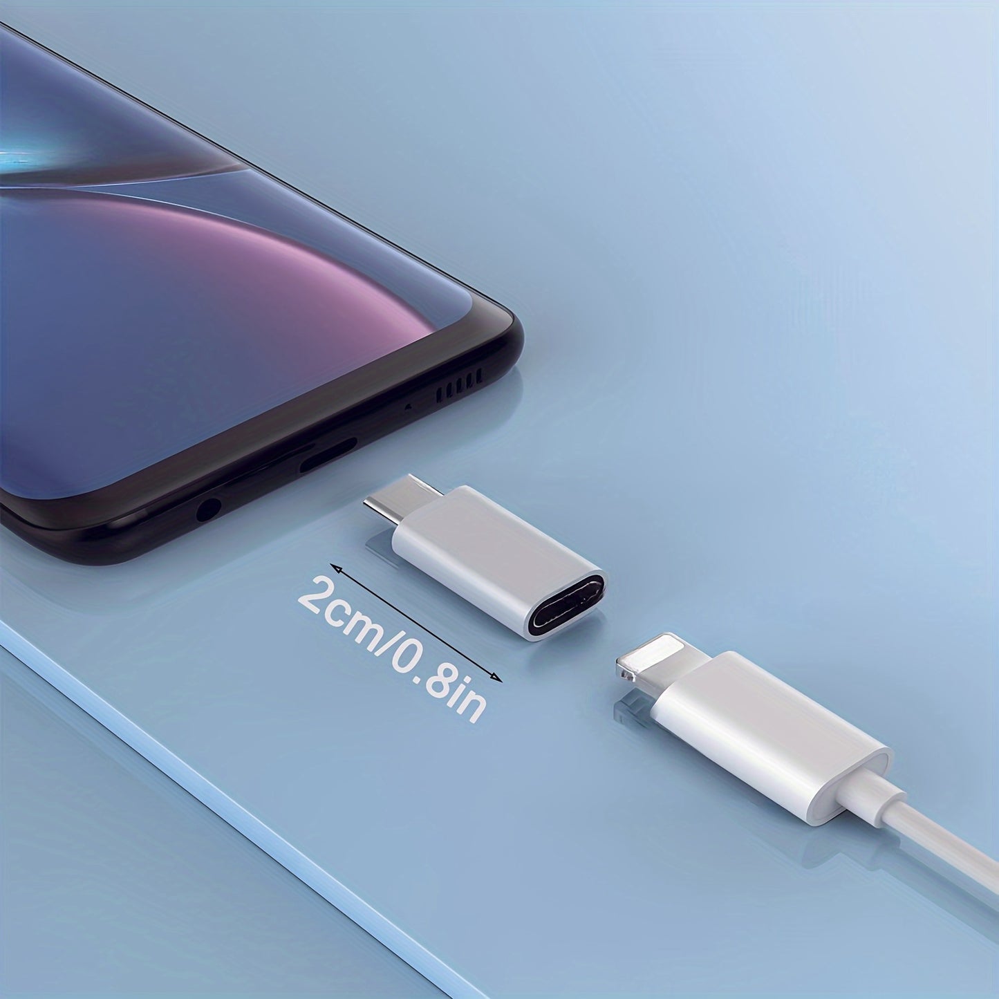 Lot de 2 adaptateurs Lightning femelle vers USB C mâle, adaptés au chargement et à la transmission de données