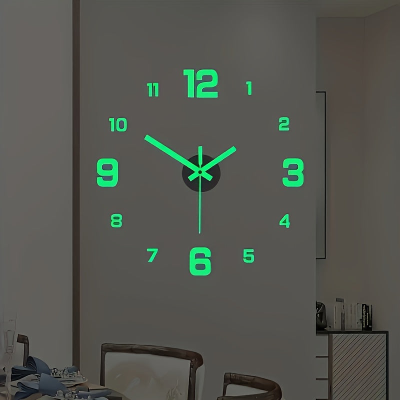 Horloge murale LED 3D moderne NONZHU - Grande, silencieuse avec fonction veilleuse, alimentée par batterie, corps en acrylique - Parfait pour le salon, la chambre et le fond de photographie en studio