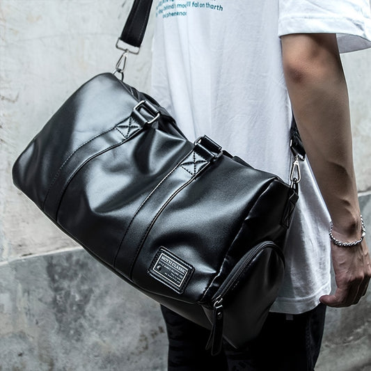 Men's Black Gym Bag with Wet/Dry Compartments, Design, Large Capacity, Independent Shoe Pocket, Adjustable Shoulder Strap & Zipper Closure for Sports, Travel & Fitness, Gym Accessory | Sporty Style | Sleek Appearance, Gym Acc