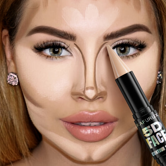 KAFURUX 5D Face Contour Stick, Double-Ended Concealer, Full Coverage, Natural Finish, 1-1.4 fl oz, Light to Medium Tone, All Skin Types, Paste Form