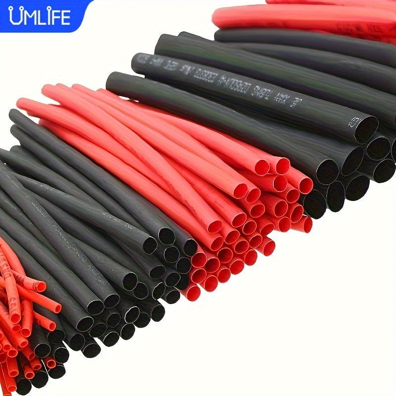 UMLIFE 127pcs Black Red Heat Shrink Tubing 2:1 Assortment Polyolefin Tube Car Cable Sleeving Wrap Wire Kit