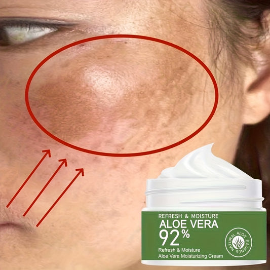 92% Pure Aloe Vera Facial Moisturizing Cream - Refresh & Moisturize, Hypoallergenic, Low Allergy Formula for Dry Skin, Contains Vitamin E & Glycerol, All Skin Types, Moisturizing Cream|Refreshing Moisturizer|Hypoallergenic Cr