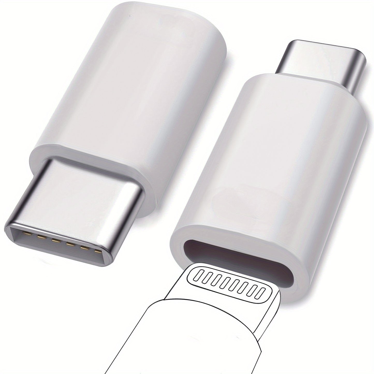 Lot de 2 adaptateurs Lightning femelle vers USB C mâle, adaptés au chargement et à la transmission de données