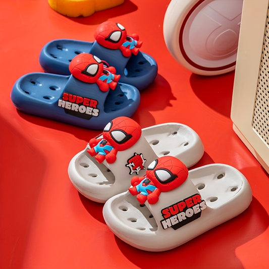 Spider-Man ' Summer Sandals - Breathable EVA Slip-On Slippers with Superhero Graphics, Lightweight Indoor/Outdoor Beach Shoes to (Blue), Beach Sandals | Fun ' Footwear | Summer Comfort Shoes