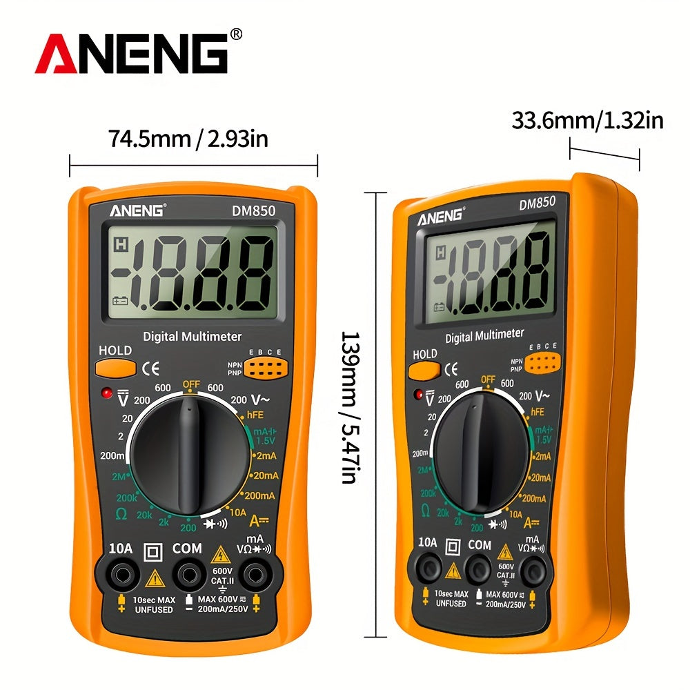 ANENG DM850 Multimètre numérique professionnel automatique 1999 comptes Testeur de tension automatique AC/DC Outil de détection d'ampèremètre de courant Ohm Sans batterie