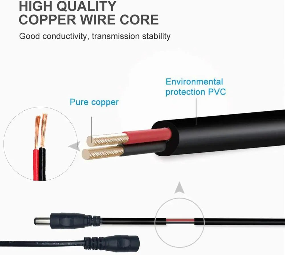 Câble d'extension d'adaptateur d'alimentation CC 12 V 5,5 x 2,1 mm mâle femelle cordon d'alimentation rallonge de fil 1 m 2 m 3 m 5 m 10 m câble pour routeur de caméra de vidéosurveillance