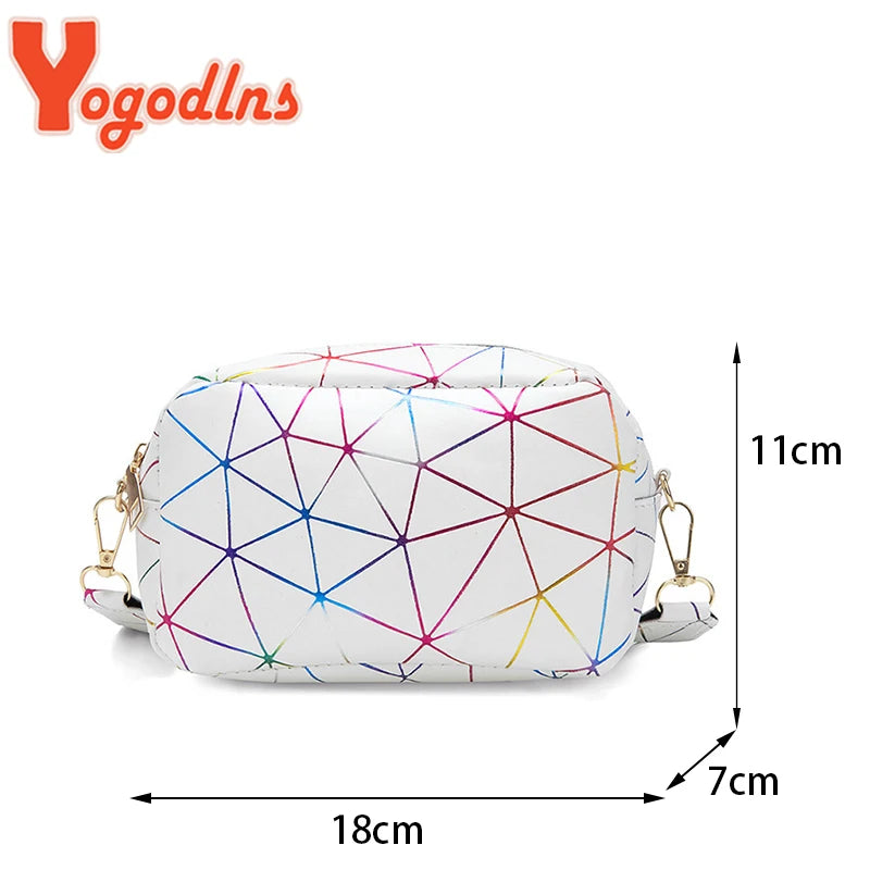 Yogodlns Fashion Laser Shoulder Messenger Bag Female Small Square Bag PU Leather Crossbody Bag Trendy New Satchel Bag Bolsa