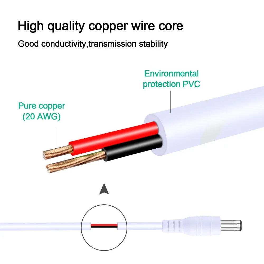 Câble d'extension d'adaptateur d'alimentation CC 12 V 5,5 x 2,1 mm mâle femelle cordon d'alimentation rallonge de fil 1 m 2 m 3 m 5 m 10 m câble pour routeur de caméra de vidéosurveillance