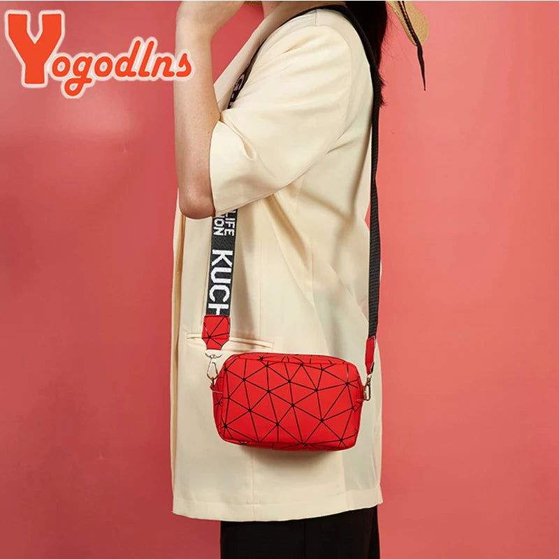 Yogodlns Fashion Laser Shoulder Messenger Bag Female Small Square Bag PU Leather Crossbody Bag Trendy New Satchel Bag Bolsa