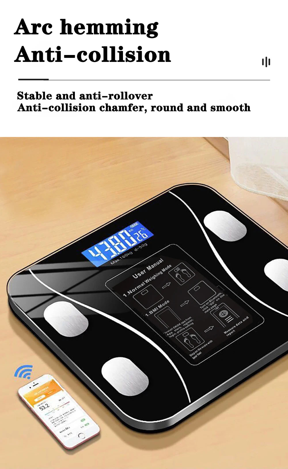 Body Fat Scale Smart Wireless Digital Bathroom Weight Scale Body Composition Analyzer With Smartphone App Bluetooth-compatible