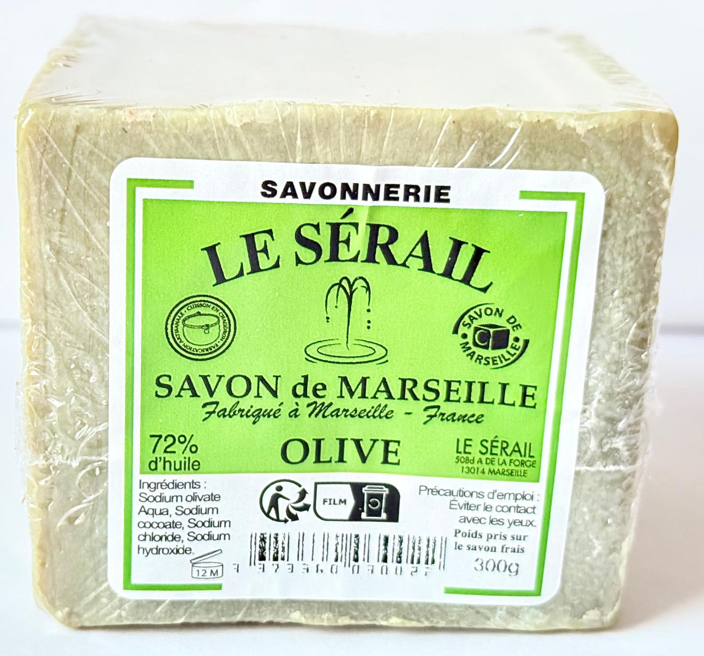 Savon de Marseille le Sérail olive Bio origine France - 300g