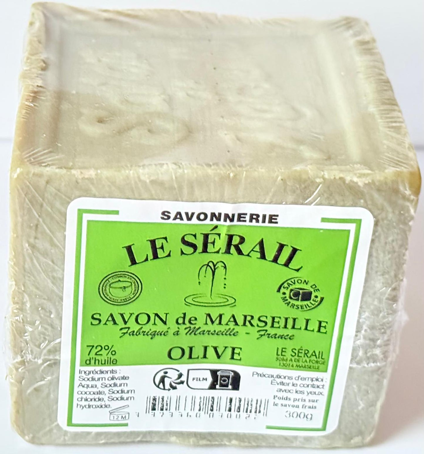 Savon de Marseille le Sérail olive Bio origine France - 300g