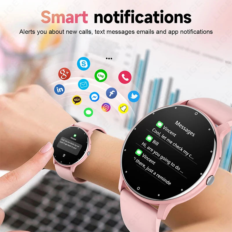 LIGE Ladies Smart Watch Men Bluetooth Sport Fitness Blood Oxygen Heart Rate Monitor Smartwatch For Xiaomi Huawei Phone 2024 New