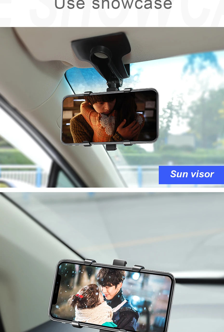 Support de téléphone de tableau de bord pour voiture, rotation à 360 degrés, support de téléphone avec pince en caoutchouc, support universel pour smartphone de voiture pour la navigation