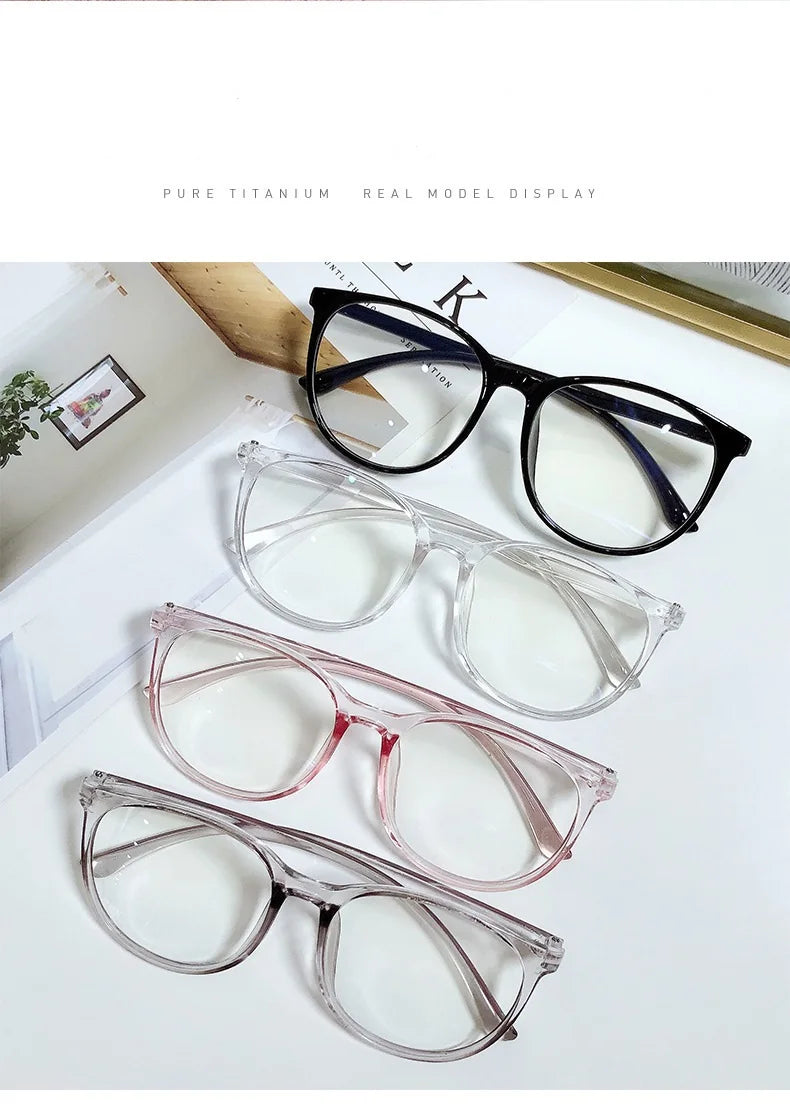 Transparent Computer Glasses Frame Women Men Anti Blue Light Round Glasses Blackout Glasses Optical Glasses Lenses