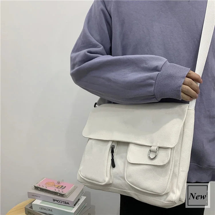 Women Simple Messenger Bag Casual Satchel Ladies Handbags Shoulder Bag Pouch Girls Sweet Printed Canvas Cross School Bags Purses