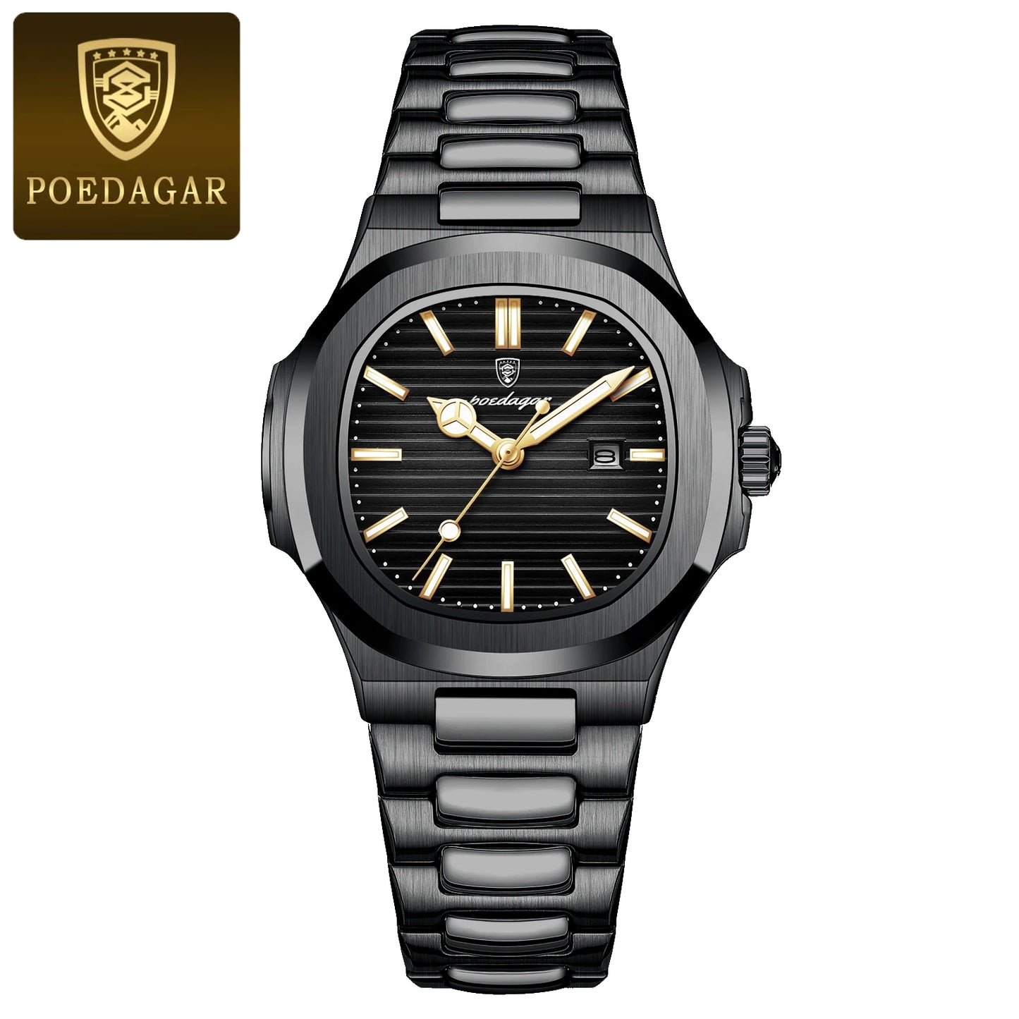 POEDAGAR Luxury Square Watch for Woman Waterproof Luminous Date Ladies Watch Stainless Steel Quartz Women's Watches Female Reloj