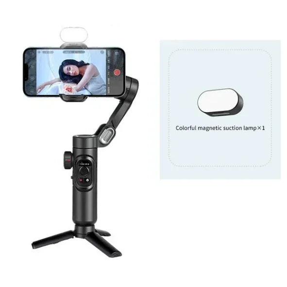 VIKEFON Stabilisateur de cardan portatif à 3 axes pour smartphone avec lumière de remplissage pour iPhone Android Suivi du visage Tiktok Vlog Smart XE