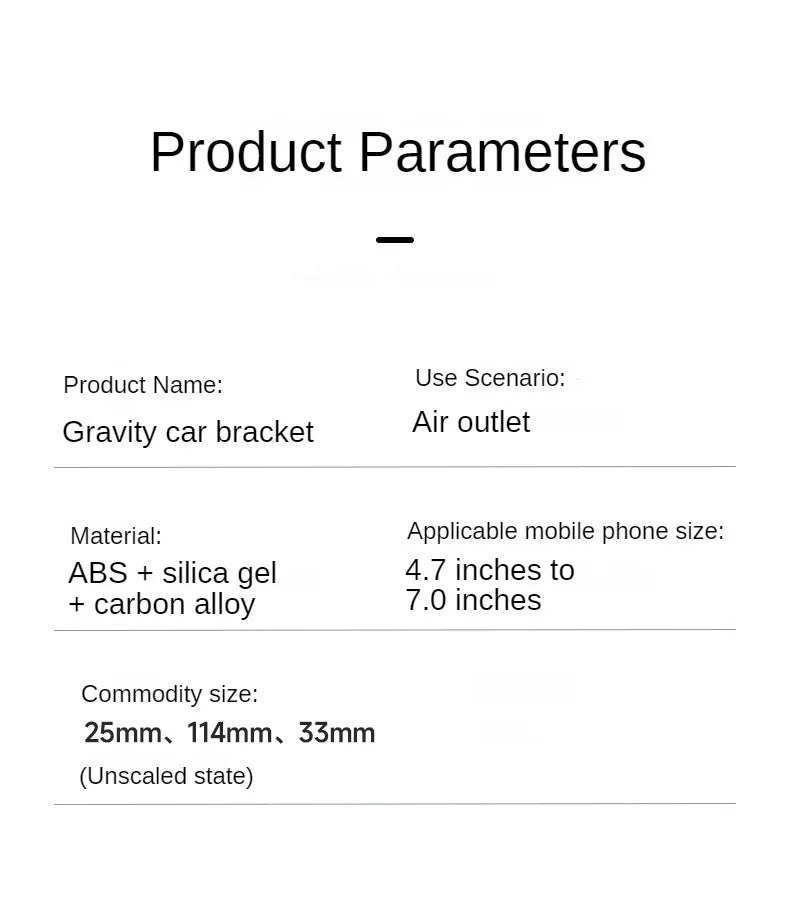 LEIBOO Support de téléphone de voiture à gravité télescopique pour grille d'aération, support de téléphone de voiture à 360 degrés, support de smartphone pour grille d'aération de 4,7 à 7 pouces