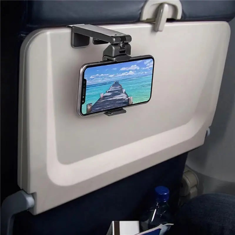 Train Seat Smartphone Stand,  Adjustable Rotatable Selfie Holding Airplane Phone Holder Portable Travel Desk Flight Support