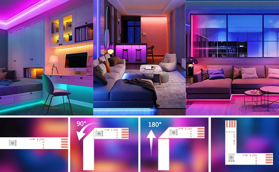 شريط LED USB 5V RGB APP وجهاز تحكم عن بعد بـ 24 مفتاحًا، مع أضواء الصمام الثنائي، مناسب لتزيين الجزء الخلفي من غرفة الكمبيوتر