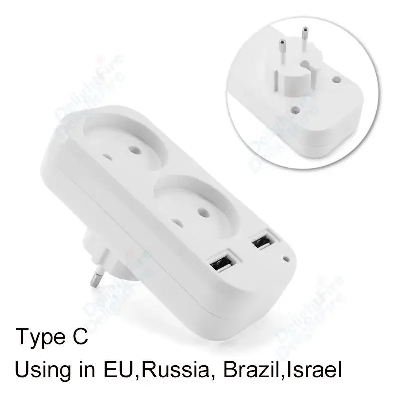 EU Electrical Socket With ON/OFF Switch 2 Pin 4.8mm European Standard Adapter Expansion Socket Power Extension Plug Converter