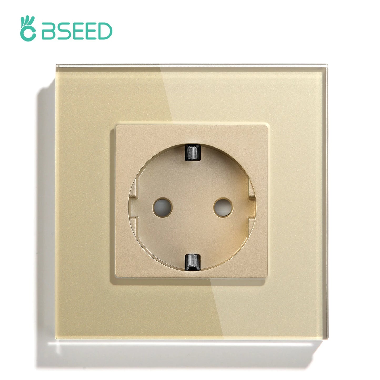 BSEED EU Standard Wall Electrical Sockets Type-C Outlets Wall Power Socket USB Charge Port Glass Panel Kids Protection 16A