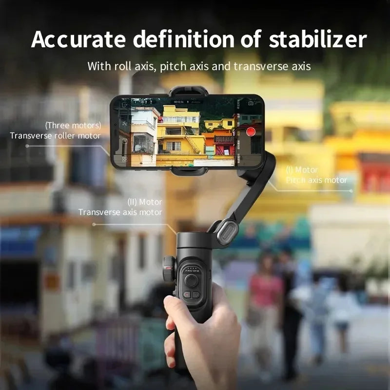 VIKEFON Stabilisateur de cardan portatif à 3 axes pour smartphone avec lumière de remplissage pour iPhone Android Suivi du visage Tiktok Vlog Smart XE