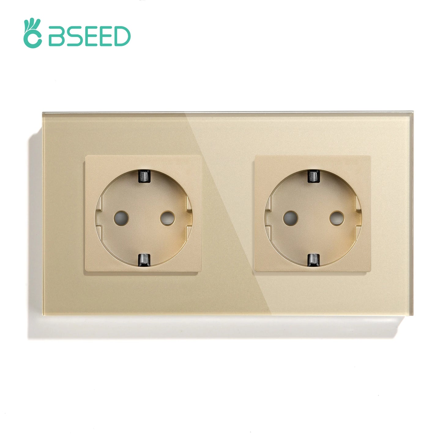 BSEED EU Standard Wall Electrical Sockets Type-C Outlets Wall Power Socket USB Charge Port Glass Panel Kids Protection 16A