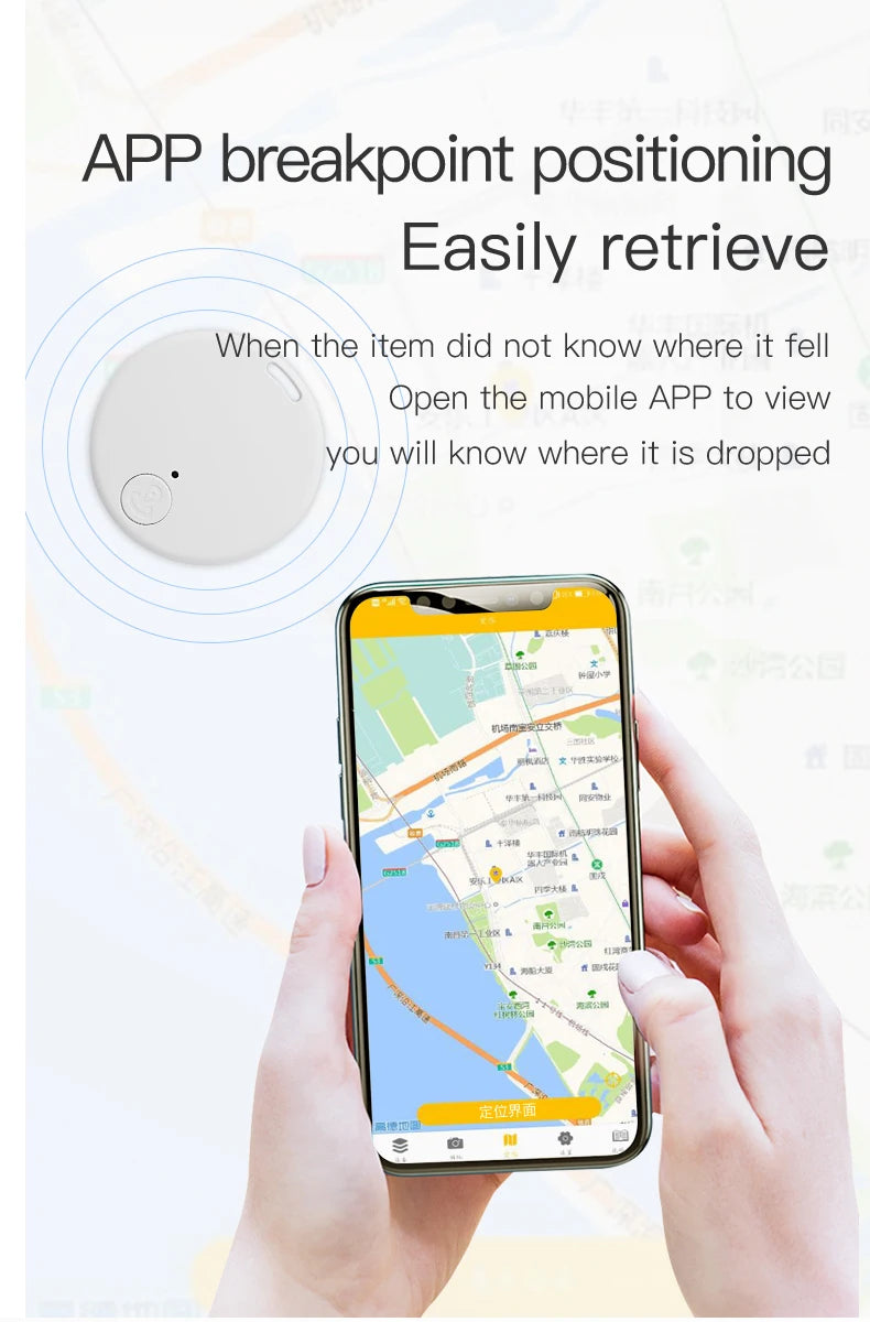 Mini localisateur GPS, alarme anti-perte, portefeuille, porte-clés, étiquette intelligente, traceur compatible Bluetooth, porte-clés, traceur pour chien, animal domestique, enfant, localisateur de clés