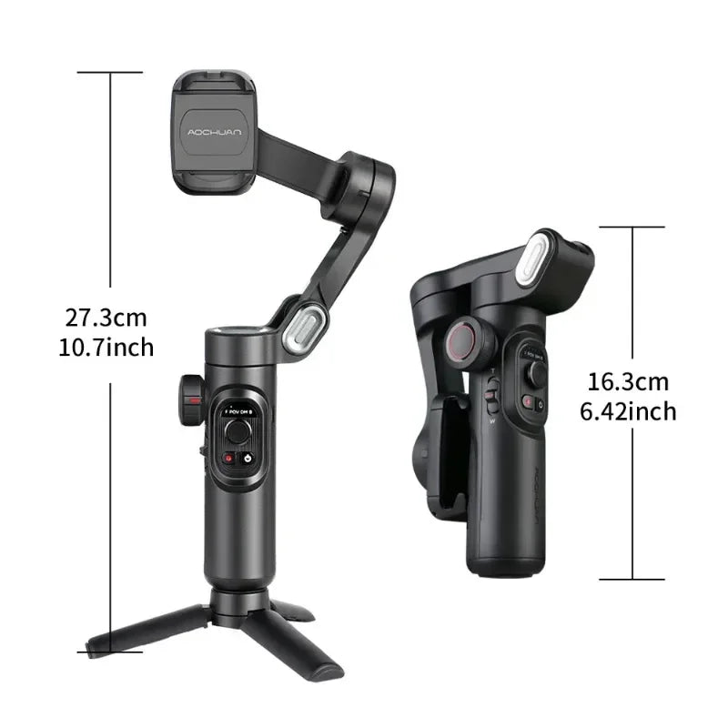 VIKEFON Stabilisateur de cardan portatif à 3 axes pour smartphone avec lumière de remplissage pour iPhone Android Suivi du visage Tiktok Vlog Smart XE