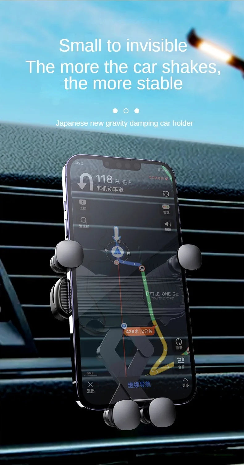 LEIBOO Support de téléphone de voiture à gravité télescopique pour grille d'aération, support de téléphone de voiture à 360 degrés, support de smartphone pour grille d'aération de 4,7 à 7 pouces