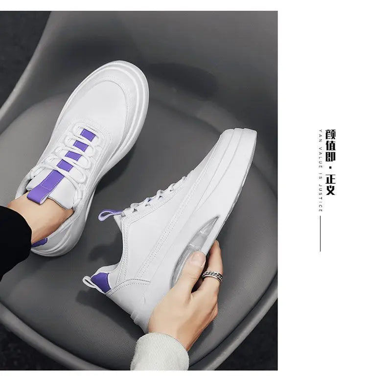 Platform Men's Casual Sneakers White High Quality Men Sports Shoes Pu Leather Shoes for man  Air Cushion Board Tennis Shoes