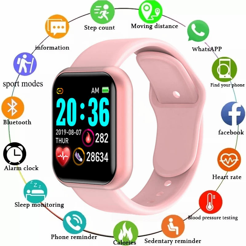 Montre intelligente multifonctionnelle pour hommes et femmes, Bluetooth, téléphone connecté, musique, fitness, sport, moniteur de sommeil, Y68, montre intelligente D20