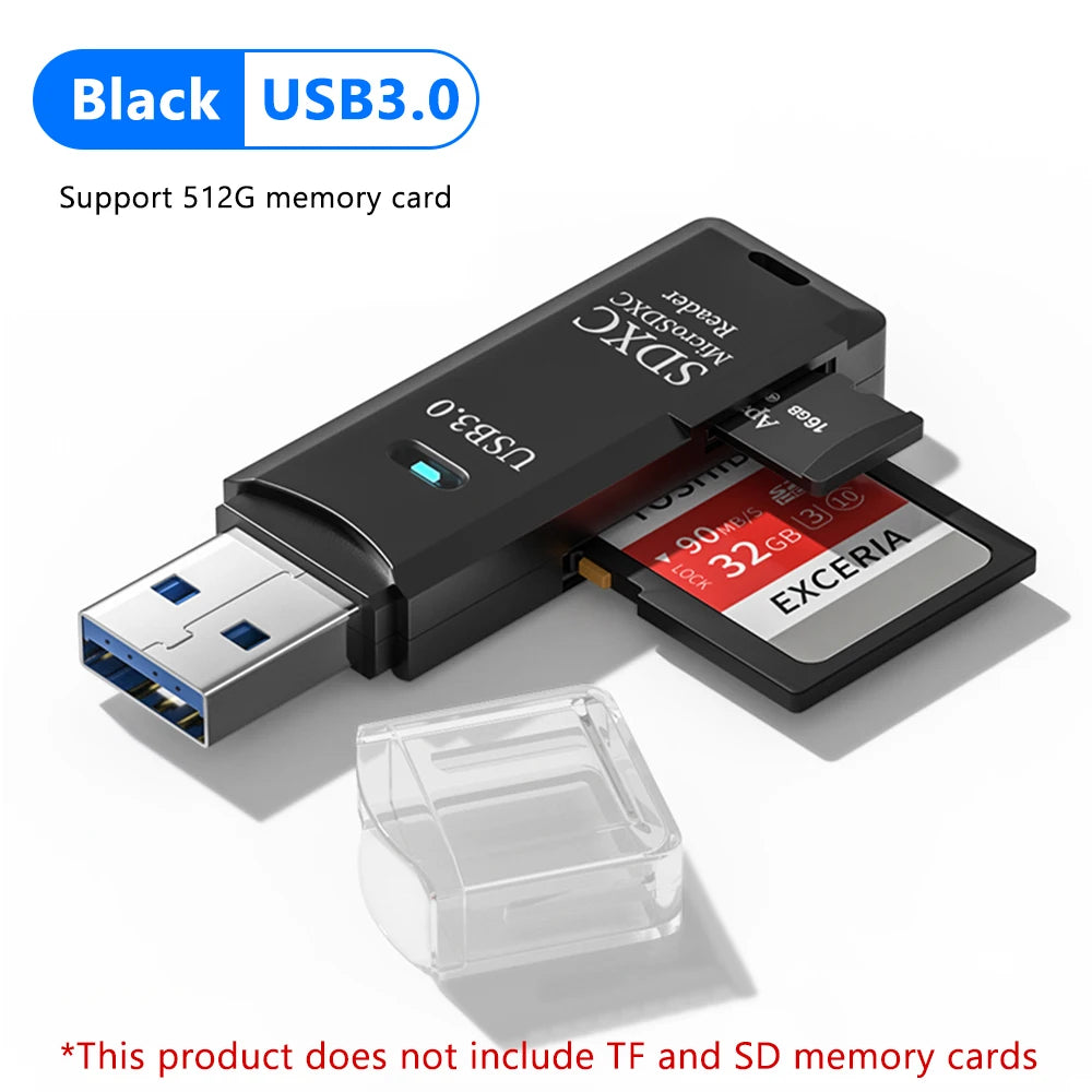 قارئ بطاقات USB 3.0 2 في 1، قارئ بطاقات Micro SD، محول USB، قارئ بطاقات عالي السرعة، بطاقة ذاكرة TF، ملحقات الكمبيوتر المحمول