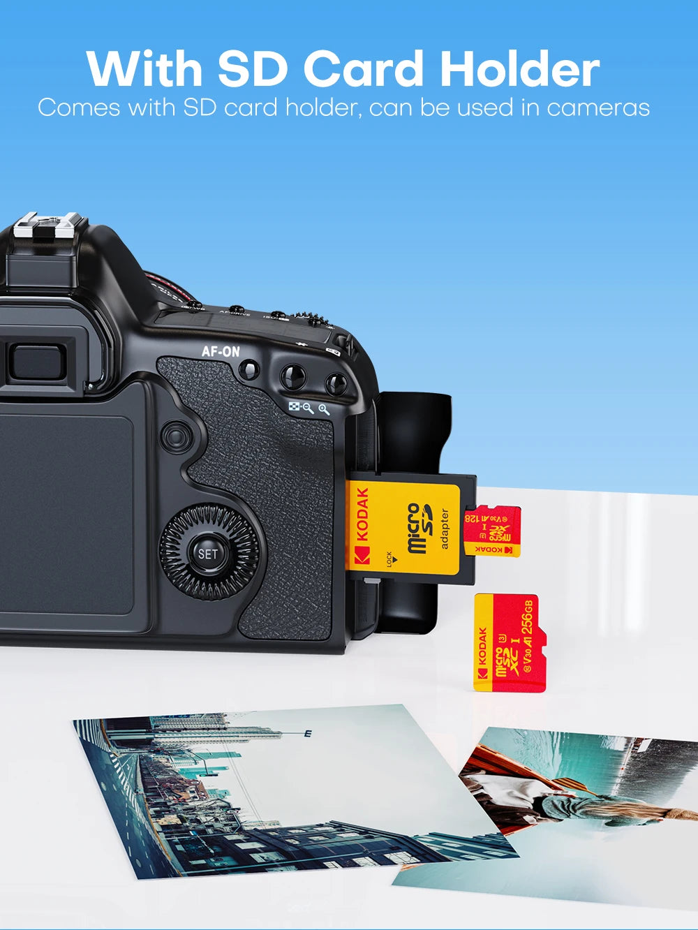 بطاقة ذاكرة Kodak MicroSDXC عالية السرعة C10 4K V30 UHS-I بسعة 32 جيجابايت و64 جيجابايت و128 جيجابايت و256 جيجابايت للهواتف الذكية والكاميرات والطائرات بدون طيار مع محول