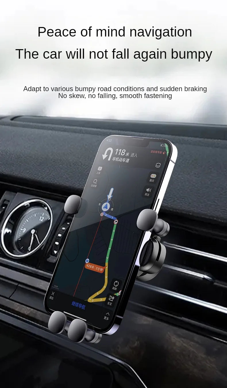 LEIBOO Support de téléphone de voiture à gravité télescopique pour grille d'aération, support de téléphone de voiture à 360 degrés, support de smartphone pour grille d'aération de 4,7 à 7 pouces