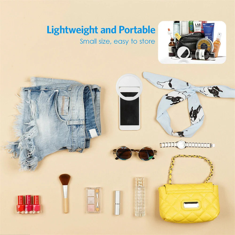 Led Selfie Ring Light Portable USB Charge Phone Lens Lamp Mobile Phone Live Broadcast Video Selfie Fill Light For All Smartphone