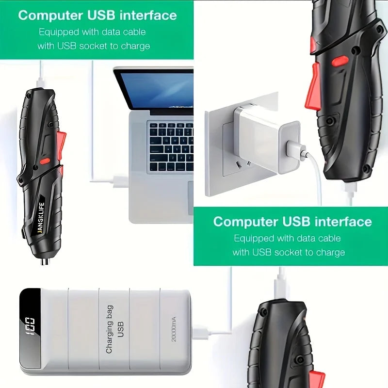 Tournevis électrique Batterie rechargeable Tournevis sans fil Puissant impact Tournevis sans fil Perceuse Tournevis électrique