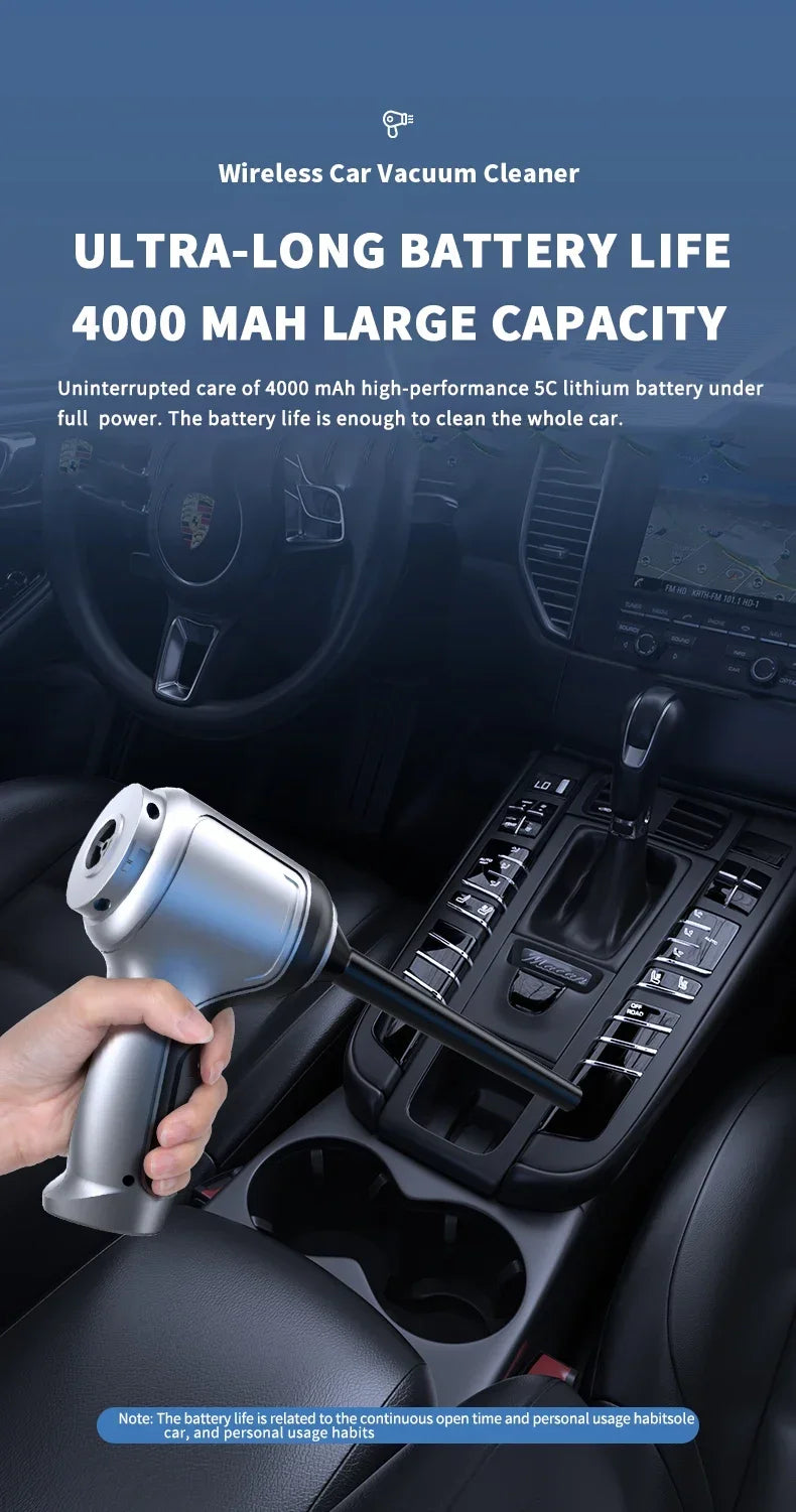 Car Wireless Vacuum Cleaner Strong Suction Handheld Wet Dry Auto Vacuum Home & Car Dual Use Mini Vacuum Cleaner Home Appliance