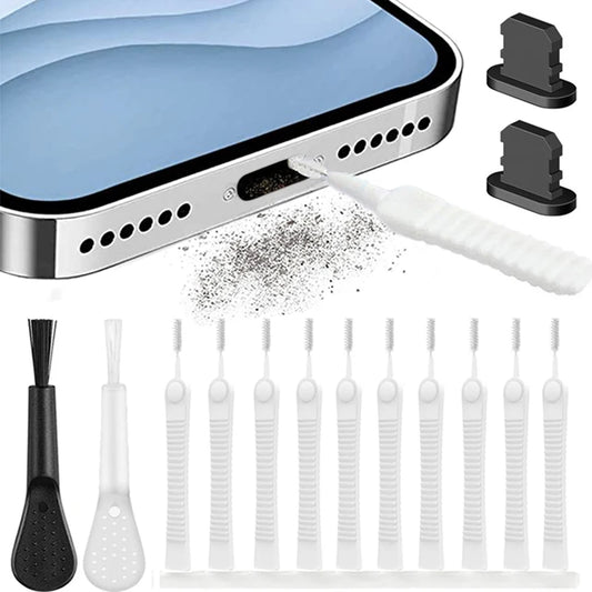 Kit de nettoyage anti-poussière pour port de chargement de téléphone portable pour iPhone 15 14 13 Pro Max, brosse de nettoyage anti-poussière pour clavier d'ordinateur