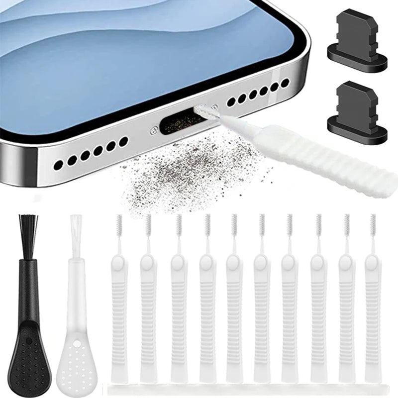 Mobile Phone Charging Port Dust Plug Removal Cleaner Kit for iPhone 15 14 13 Pro Max Computer Keyboard Dustproof Cleaning Brush