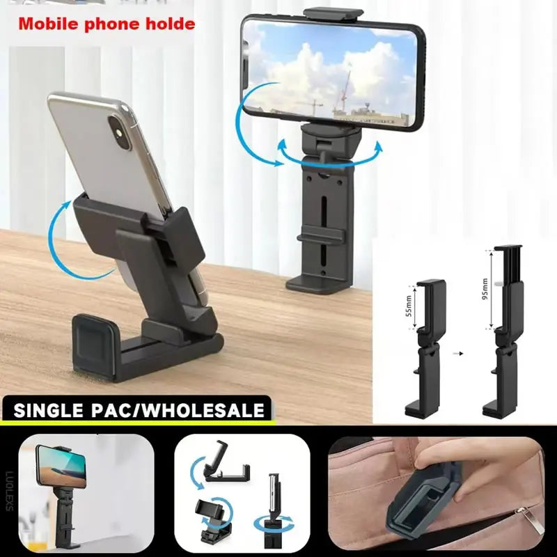 Train Seat Smartphone Stand,  Adjustable Rotatable Selfie Holding Airplane Phone Holder Portable Travel Desk Flight Support